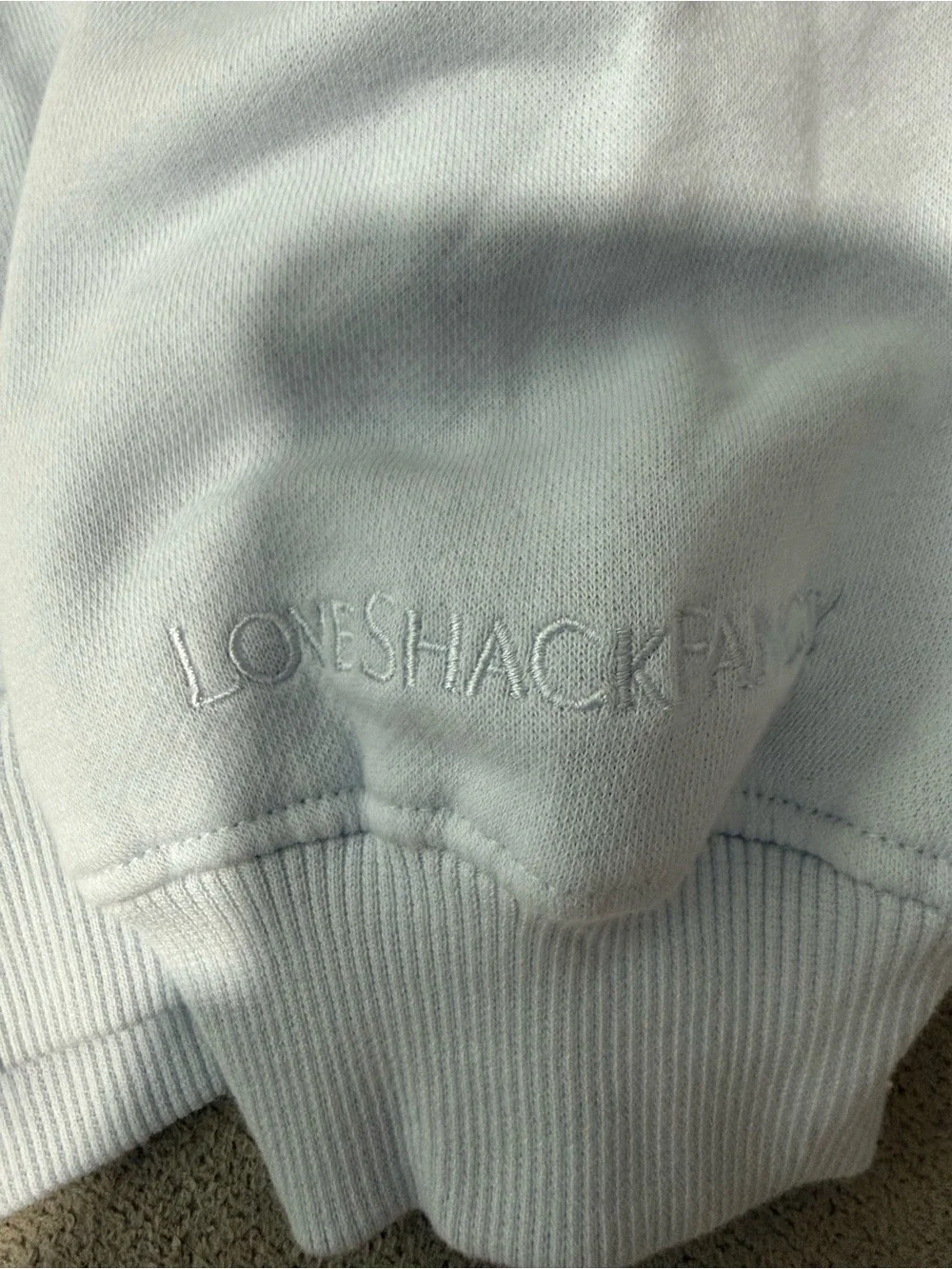 LoveShackFancy Kids Pastel Blue Sweater with Lace Bow Appliqué